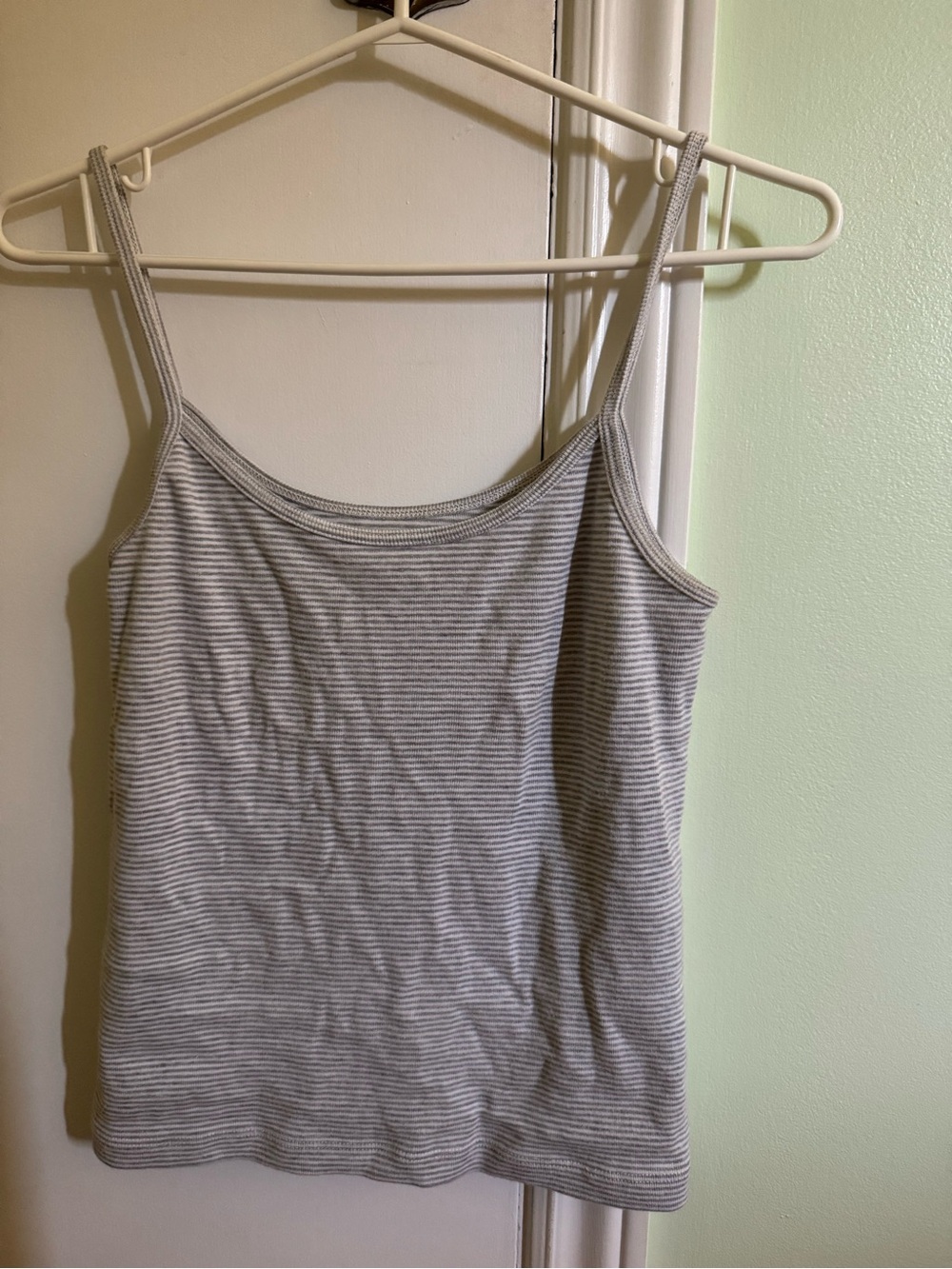 Brandy Melville Light Grey Striped Full Length Tank Top